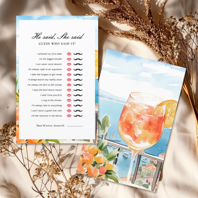 He Said She Said Aperol Spritz Bridal Shower Game (Creator Uploaded)