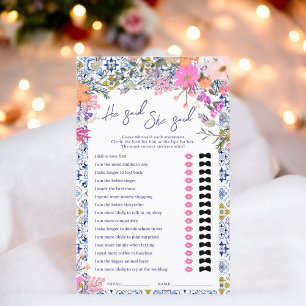 He said she said blue italian bridal shower game