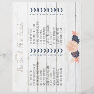 He Said She Said Blush Navy Bridal Shower Game