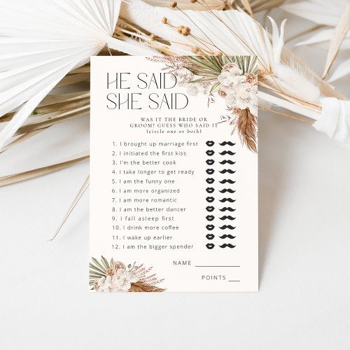 He Said She Said Bohemian Floral  Feathers Enclosure Card