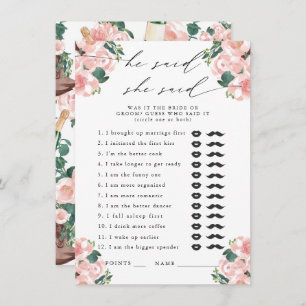 He Said, She Said Boots & Bubbly Party Game Enclosure Card