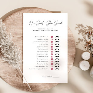 He Said, She Said Bridal Shower Game