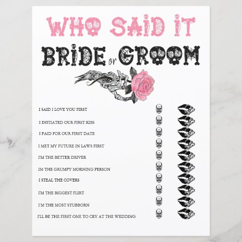 He Said She Said  Bridal Shower Game