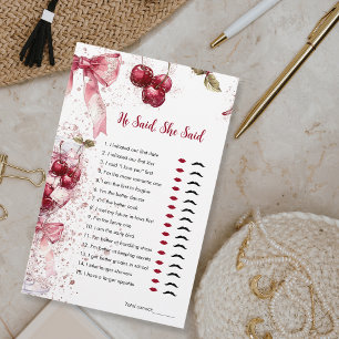 He Said, She Said Bridal Shower Game Cherry Bow