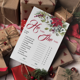 He said She said Christmas Bridal Shower Game Invitation