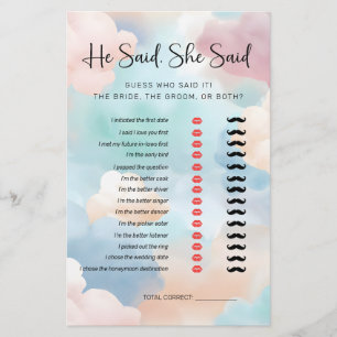He Said, She Said Cloud Nine Bridal Shower Game