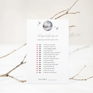 He said, she said Disco Ball Bridal Shower Game