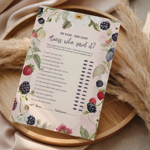 He Said She Said Floral Bridal Shower Game