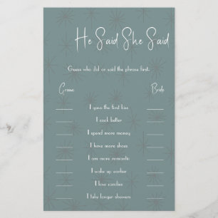 He Said / She Said Game Card Flyer