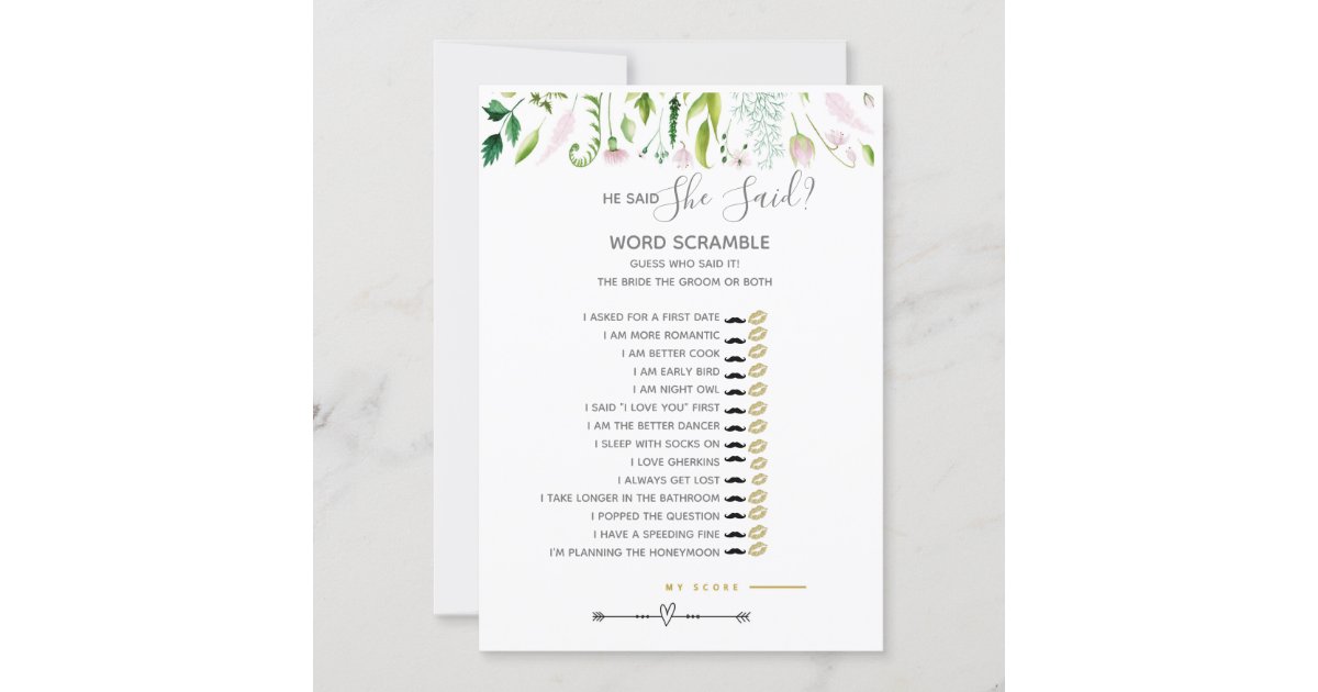 He said, she said games Baby Shower grey/ yellow Invitation
