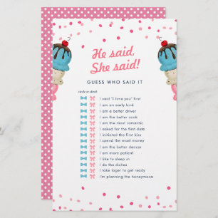 He Said She Said Guess Who Best Bridal Shower Game