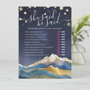 He Said She Said Modern Wedding Bridal Shower Game
