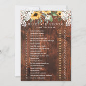 He Said She Said Yellow Floral Sunflower Lace Game Invitation (Front)