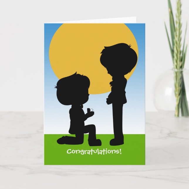 He Said Yes Congratulations Engagement Gay Themed Card (Front)