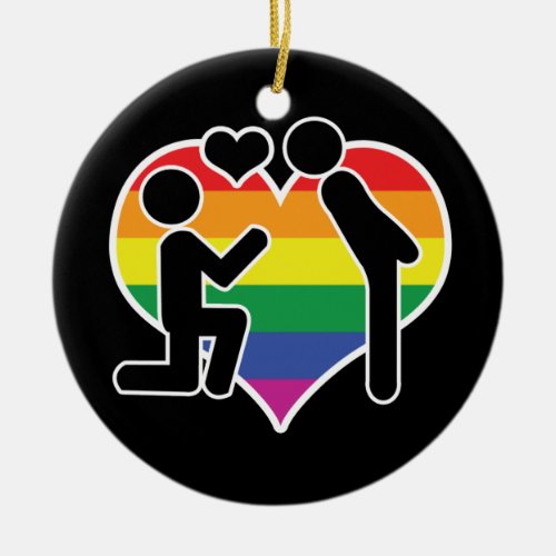 He Said Yes Mr And Mr Proposal Gay Wedding Ceramic Ornament