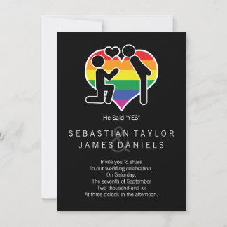 He Said Yes Mr And Mr Proposal Gay Wedding Invitation