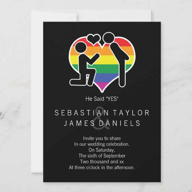 He Said Yes Mr And Mr Proposal Gay Wedding Invitation (Front)