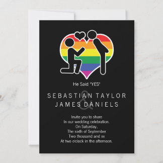 He Said Yes Mr And Mr Proposal Gay Wedding Invitation