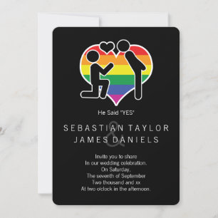 He Said Yes Mr And Mr Proposal Gay Wedding Invitation