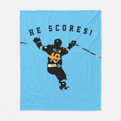 He Scores _ Ice Hockey Player Fleece Blanket