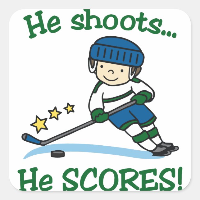 He Scores Square Sticker (Front)