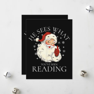 He Sees What You've Been Reading Funny Holiday Card