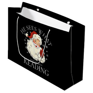 He Sees What You've Been Reading Funny Large Gift Bag