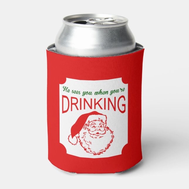 He Sees you Red Christmas Can Cooler (Can Front)