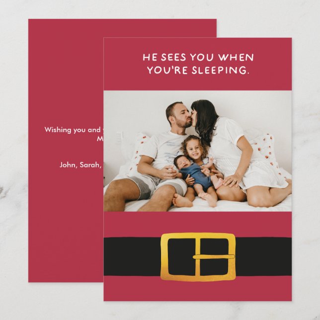 He Sees You When You’re Sleeping Photo Holiday Card (Front/Back)