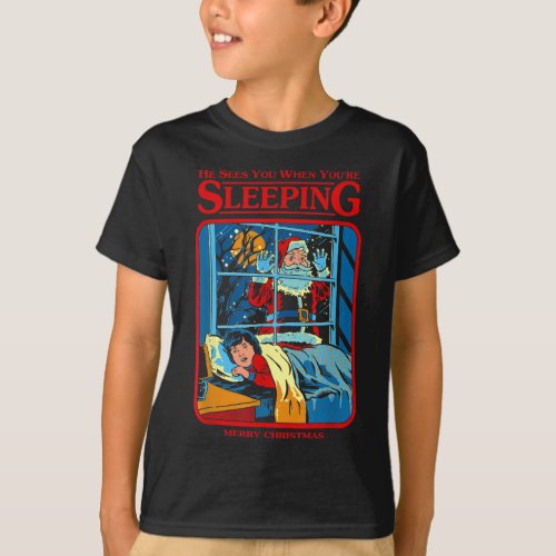 He Sees You When Youre Sleeping Merry Christmas  T_Shirt