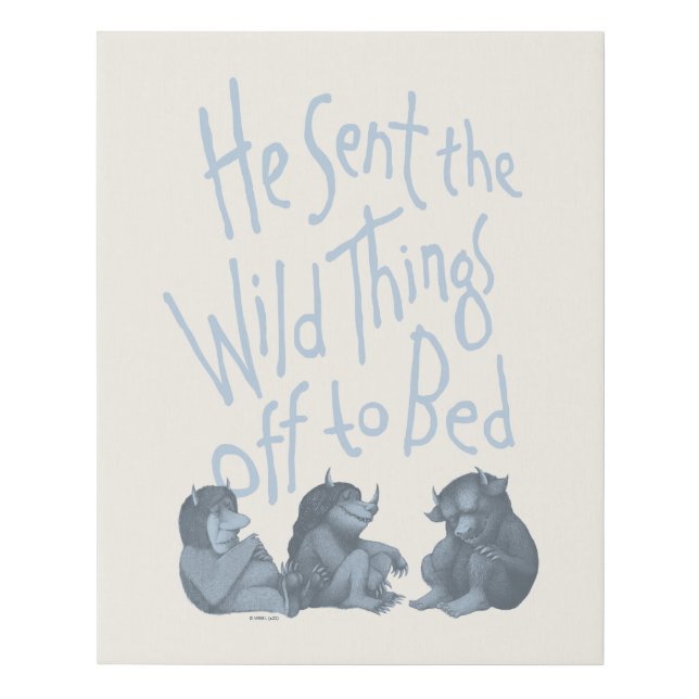 He Sent the Wild Things Off to Bed - Blue Faux Canvas Print (Front)