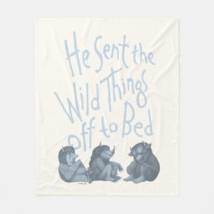 He Sent the Wild Things Off to Bed - Blue Fleece Blanket