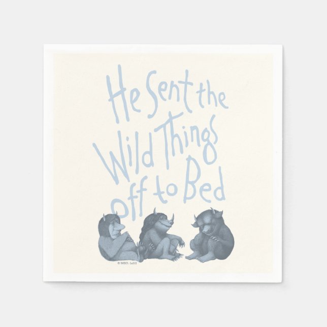 He Sent the Wild Things Off to Bed - Blue Napkins (Front)
