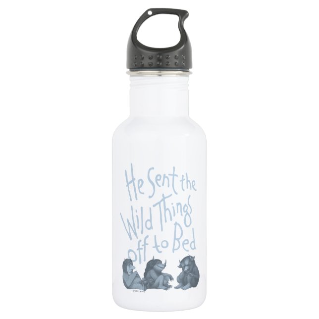 He Sent the Wild Things Off to Bed - Blue Stainless Steel Water Bottle (Front)