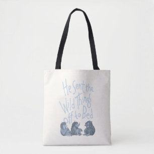 He Sent the Wild Things Off to Bed - Blue Tote Bag