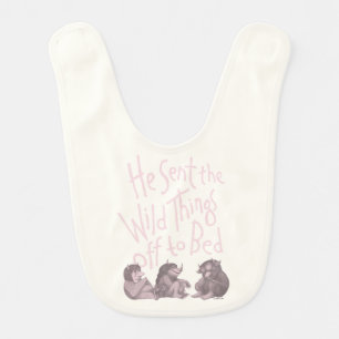 He Sent the Wild Things Off to Bed - Pink Baby Bib