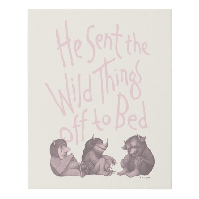 He Sent the Wild Things Off to Bed - Pink Faux Canvas Print (Front)