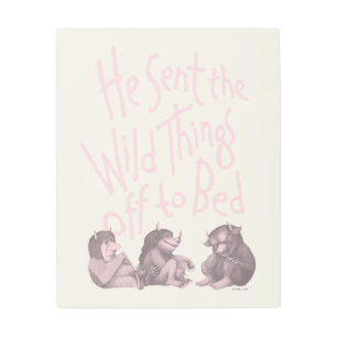 He Sent the Wild Things Off to Bed - Pink Metal Print