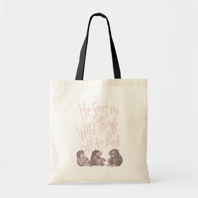 He Sent the Wild Things Off to Bed - Pink Tote Bag (Front)
