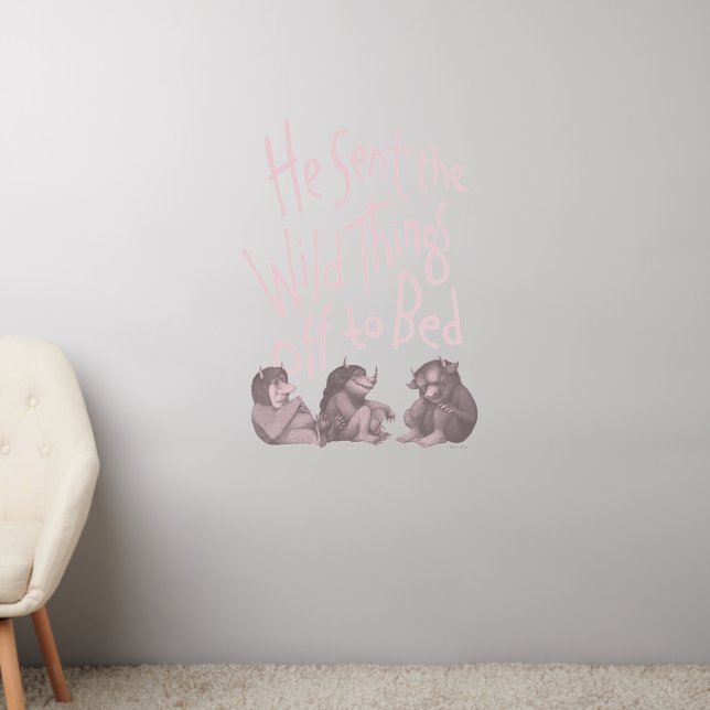 He Sent the Wild Things Off to Bed - Pink Wall Decal (Living Room 2)
