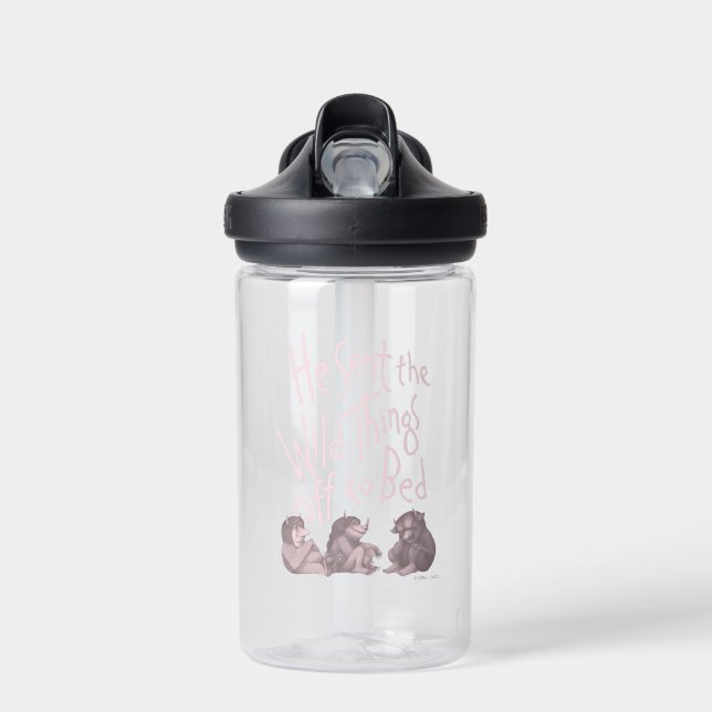 He Sent the Wild Things Off to Bed - Pink Water Bottle (Front)
