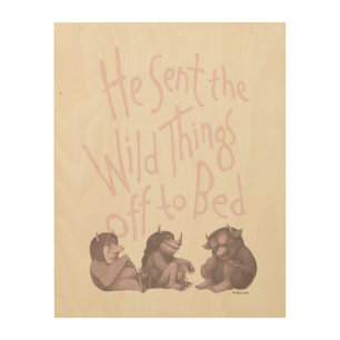 He Sent the Wild Things Off to Bed - Pink Wood Wall Art