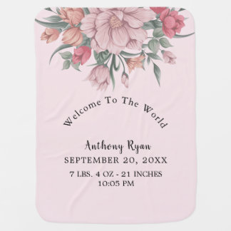 He & She Modern Baby in Bloom Gender Reveal Blanket
