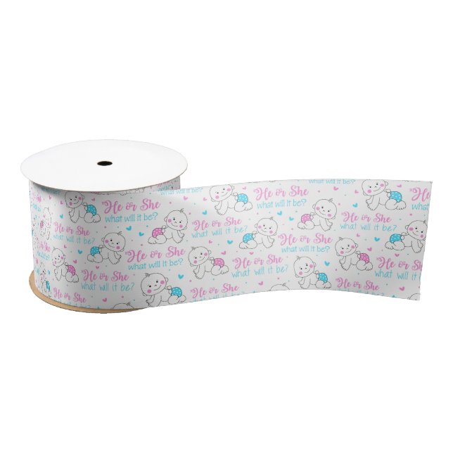 He She New Baby Satin Ribbon (Spool)
