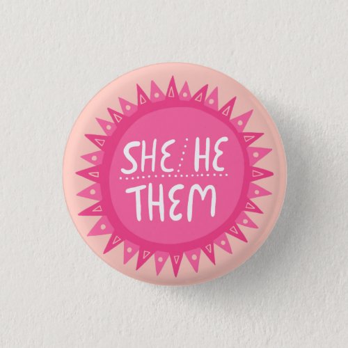 HESHETHEM Pronouns Pink Sun Pride Handlettered Button