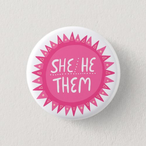 HESHETHEM Pronouns Pink Sun Pride Handlettered Button