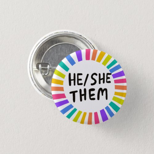 HESHETHEM Pronouns Rainbow Bright Circle Rings Button