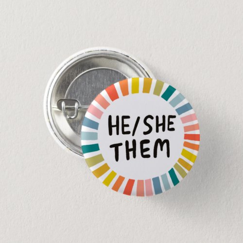 HESHETHEM Pronouns Rainbow Soft Circle Rings Button