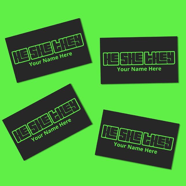 He She They Bold Green and Black Rectangular Sticker (Creator Uploaded)