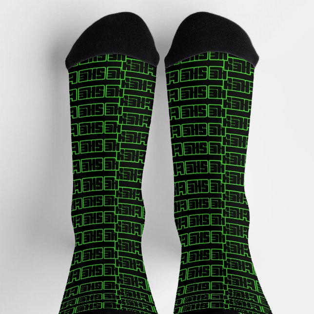 He She They Bold Green & Black Graphic  Socks (Top)